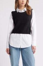 Open Edit Layered Look Sweater Vest at Nordstrom